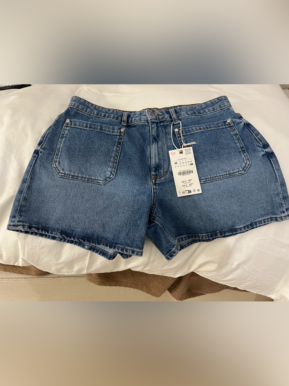 Zara Dark Blue High-Rise Denim Shorts